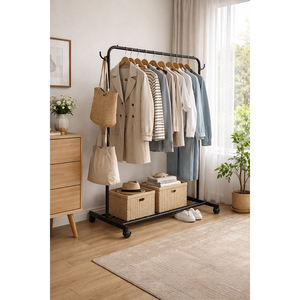 Porte-vêtements sur pied en fer à un seul niveau pour magasin de vêtements - Design moderne et gain de place - Product Image 5