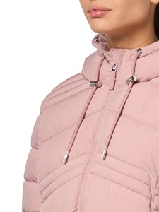 Women's Light Blue <b>Quilted</b> Hooded Puffer Jacket Full Sleeve Winter Coat Polyester <b>Wadding</b> Zipper Closure - Product Image 4