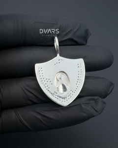 จี้เพชรโมอิสซาไนต์ทรงโล่ฮีโร่ Dvars Diamond เงินแท้ 925 สไตล์ฮิปฮอป ชุบทองคำขาว สำหรับผู้ชาย สินค้าขายดี - Product Image 4