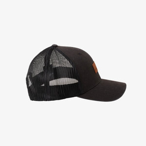 Casquette Trucker en Maille Noire avec Patch en Cuir Marron, Casquette Ajustable à Fermeture Snapback, Style Casual Unisexe, Portée Toutes Saisons - Product Image 6