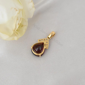 Natural Deep Red Garnet Diamond Rhodium Plated Luxury Women's Gift 14K <b>Solid</b> <b>Gold</b> <b>Pendant</b> OEM ODM Wholesale Supplier - Product Image 5