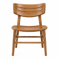 Chaise de salle à manger scandinave en teck massif, imperméable et stable, avec dossier extra large incurvé et rainuré, et assise sculptée, pour hôtel et parc