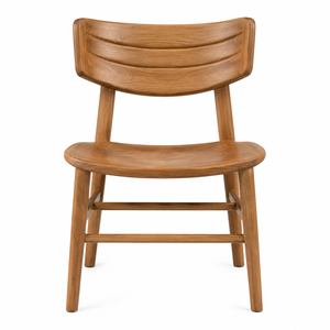 Chaise de salle à manger scandinave en teck massif, imperméable et stable, avec dossier extra large incurvé et rainuré, et assise sculptée, pour hôtel et parc - Product Image 1