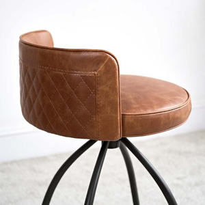 Industrial Brown Fabric Seat <b>Adjustable</b> <b>Bar</b> <b>Stool</b> - Product Image 3