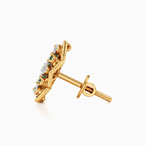 Pendientes de Lujo con Baño de Rodio, Diseño Floral en Forma de Pera, Esmeralda y Diamantes Redondos Cultivados en Laboratorio, Oro 10K/14K/18K, Plata 925/935 - Product Image 4