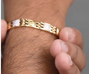 22K Gold Gents Bracelet for <b>Men</b> Designer Two Tone Pattern Stylish Chain Elegant Daily Wear Jewelry Designer Bracelet for <b>Men</b> - Product Image 3