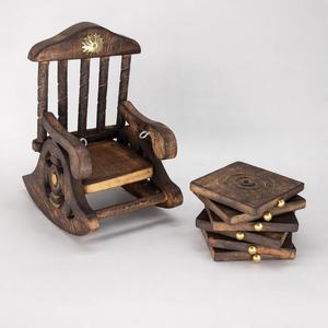 Handcrafted Mango Wooden Rocking <b>Chair</b> Tea Coaster Set - Rustic 6 Plate Design for Home Décor & Gifts - Product Image 4