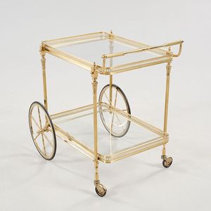 Stylish Iron Bar Cart with Gold Finish and Glass Shelves Rolling <b>Serving</b> <b>Trolley</b> Home Bar Kitchen Dining Room Beverage Display - Product Image 5