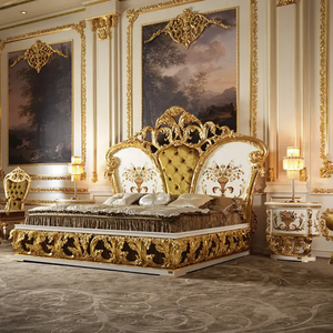 Juego de Dormitorio de Lujo Francés, Estilo Clásico Europeo, en Oro Blanco, de Alta Calidad, Estilo Barroco Real, en Madera de Caoba, Tamaño King, para Villa u Hotel - Product Image 4