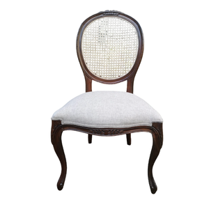 Wood Garden Chair <b>Rattan</b> Back Upholstered Seat Armless Dining Chair for Dining Room Garden Home Furniture - Product Image 3