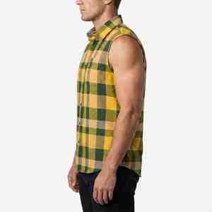 Chemise sans manches en flanelle à carreaux pour homme, coupe ample, 100 % coton, col rabattu, style décontracté, pour l'automne, personnalisable en usine - Product Image 3