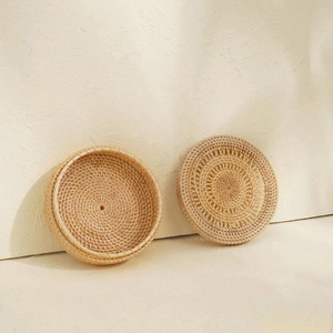 Elegant Natural Rattan Storage Box Sustainable Handmade <b>Wicker</b> Organizer Decorative Home Storage <b>Basket</b> - Product Image 3