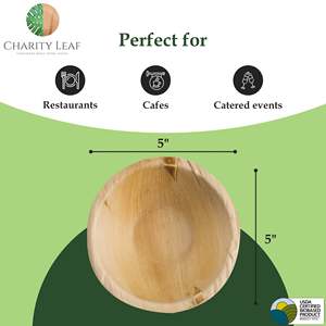 Ciotola Rotonda in Foglia di Palma Naturale da 5 Pollici per Stoviglie e Decorazioni da Tavola - Product Image 4
