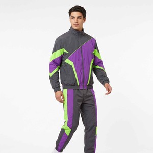 OEM Custom LOGO Embroidery Two Piece Zip up <b>Jacket</b> Long Set with <b>Reflective</b> Polyester Windbreaker Tracksuits for Men - Product Image 2
