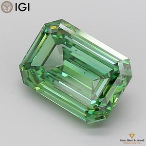 Diamant de laboratoire cultivé CVD de forme émeraude, couleur vert vif fantaisie, clarté VS1, 1,00 carat, certifié IGI, pour un choix exclusif - Product Image 3