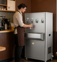 Dispensador de Agua y Hielo Comercial de Acero Inoxidable 3 en 1, Estación de Agua Fría, Caliente y Hielo con Filtro para Oficina o Sala de Reuniones