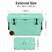 Glacière rotomoulée à roulettes 45QT avec haut-parleur et lumière, en LLDPE, isolée, pour la pêche, le kayak et le camping