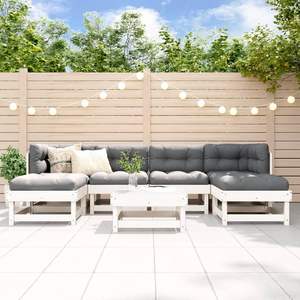 Ensemble de salon de jardin modulaire en pin massif blanc, 7 pièces - Product Image 1