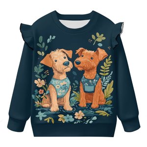 Sudaderas con cuello redondo y volantes gráficos para niños, lindas, suaves, ligeras, de manga larga, informales, para salir, para primavera - Product Image 3