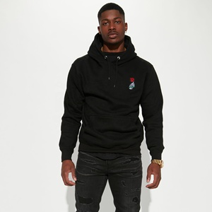 Sweat-shirt à capuche personnalisé brodé en molleton épais avec petite broderie rose, coupe ample unisexe, vente en gros - Product Image 6
