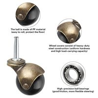 AAGUT Ensemble de 4 roulettes à billes de 2 po (8x38mm) avec douilles métalliques, roues en polyuréthane PP, charge >90kg, style vintage antique