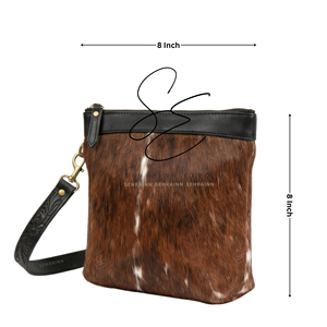 Real Leather Crossbody <b>Bag</b> with Real Fur Zipper Closure Bohemian Fashion Nylon Lining Daily Use Purse <b>Mini</b> Shoulder <b>Bag</b> - Product Image 2