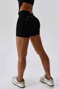 Shorts de Yoga de Cintura Alta para Mujer, al por Mayor, Personalizados, con Bloques de Color, de Poliamida, de Secado Rápido, Transpirables, para Entrenamiento y Fitness - Product Image 4