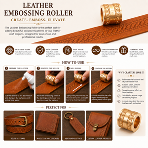 Leather Embossing <b>Roller</b> for Belts Straps & Wallets | Premium Brass Pattern Embossing Wheel | Professional Leathercraft Tool - Product Image 5