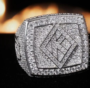 Iced Moissanite Men's Engagement <b>Ring</b> Hip Hop Letter Design 925 Sterling <b>Silver</b> Pave Setting Rhodium Plated <b>Statement</b> <b>Ring</b> - Product Image 4