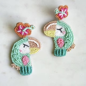 Toucan Tropical Bird Seed Bead Earrings Beads Embellished Hand <b>Crafted</b> Parrot Stud Earrings Customized Color Brand CRYSTAL <b>CRAFT</b> - Product Image 1