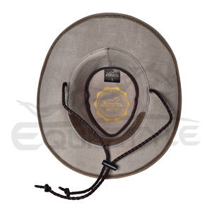 หมวกคาวบอยหนังแท้ Crazy Horse น้ำหนักเบา สไตล์ตะวันตก พร้อมสายรัดคู่ ทำด้วยมือ OEM หมวกคาวบอยสำหรับผู้ชาย - Product Image 4