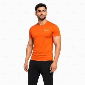 Chemises de compression à manches courtes pour hommes, tissu extensible, col rond, haut de sport respirant, écologique, séchage rapide - Product Image 2