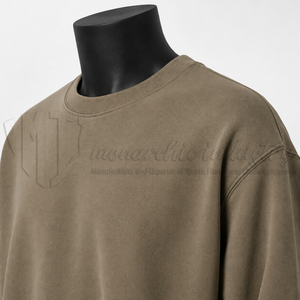 Sweat-shirt à col rond oversize pour homme, couleur unie, coton premium, streetwear, vente en gros - Product Image 6