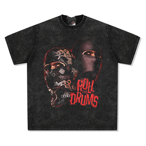 T-shirt noir à manches courtes pour homme de haute qualité avec imprimé masque, style streetwear, coupe classique, en jersey de coton, col rond, logo sur le devant - Product Image 4