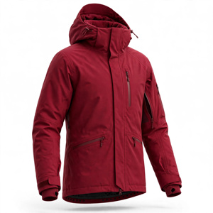 AMKOOR Men's Red <b>Hooded</b> Puffer Jacket Windproof Polyester <b>Winter</b> <b>Coat</b> Zipper Closure Regular Fit - Product Image 4