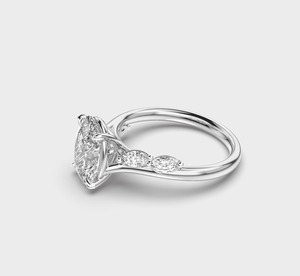Anillo de Compromiso con Diamante Ovalado, Oro Blanco de 18K, Engaste de Garras, Bañado en Rodio, Regalo de Boda Clásico, Joyería Fina para Mujer - Product Image 3