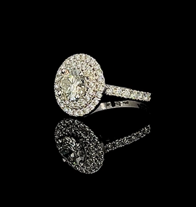 Glamorous Bridal 1.50ct Center Stone <b>Statement</b> <b>Ring</b> Featuring Premium 0.80cent CVD Side Diamonds with a Classic Halo Finish - Product Image 3