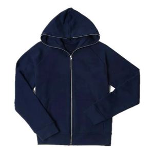 Heavyweight <b>Navy</b> Blue Full Zip Hoodie 450gsm Heavyweight Knitted Hooded with 100% Cotton Hoodies for <b>Men</b> - Product Image 2