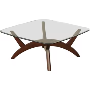 Table basse ronde moderne en bois massif avec verre fait à la main en Indonésie pour la maison Villa-Prix de gros pour les hôtels de meubles - Product Image 2
