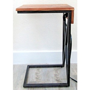 Live Edge Acacia Wood <b>Side</b> <b>Table</b> with Black Steel Frame - Wholesale - Product Image 1
