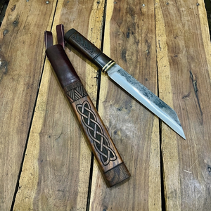 Cuchillo Vikingo Seax Forjado a Mano con Funda de Cuero, Cuchillo de Caza Afilado para Acampar, Regalo para Hombres, Cumpleaños o Boda - Product Image 2