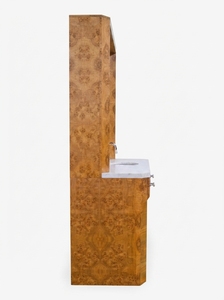 Burl Wood <b>Console</b> <b>Table</b> Marble Top Floor Center <b>Table</b> Framed <b>Storage</b> Display <b>Table</b> for Living Room Entryway - Product Image 3
