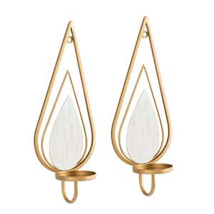 Gold Iron Hanging Wall <b>Candle</b> <b>Sconce</b> Gold Metal Holder for Living Room Bedroom Hallway Home Decor - Product Image 1