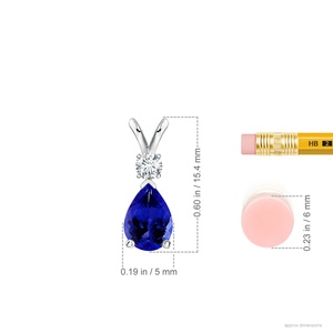 14K <b>Gold</b> Natural 0.35Ct Tanzanite Prong-Set Teardrop V-Bale <b>Pendant</b> With 0.04Ct Diamond Customized Handmade Jewelry Gift For Her - Product Image 3