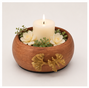 Handcrafted <b>Butterfly</b> Ginkgo Wooden Salad Bowl With Gold Metal Leaf Accents Elegant Artisan Serving Bowl For Home <b>Table</b> Decor - Product Image 4