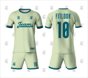 Maillot de football pour homme, vert et blanc, sublimé, col rond, manches courtes, respirant, polyester, toutes saisons - Product Image 2
