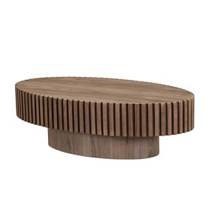 Tavolino da Caffè Moderno Artigianale a Forma di Tamburo da 43,7 Pollici per Soggiorno, Robusto Tavolino Ovale in Materiale PE - Product Image 3