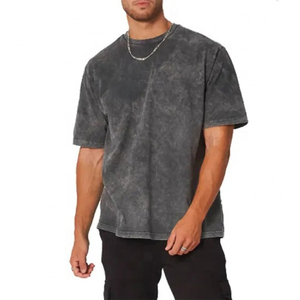 เสื้อยืดผู้ชายสไตล์วินเทจ ย้อมสีแบบฟอกกรด ผ้าฝ้ายเนื้อนุ่ม ระบายอากาศได้ดี ทรงปกติ แขนสั้น สวมใส่สบายๆ สไตล์สตรีทแวร์ - Product Image 1