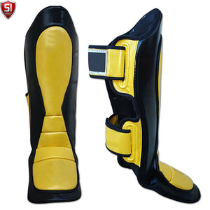 Protections de tibia de boxe SI, violet et noir, en PU, fermeture auto-agrippante, protection légère pour l'entraînement de combat MMA et Muay Thai - Product Image 2