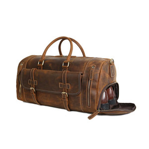 Custom Mens Full Grain Genuine Leather Travel <b>Bag</b> for Men - Product Image 4
